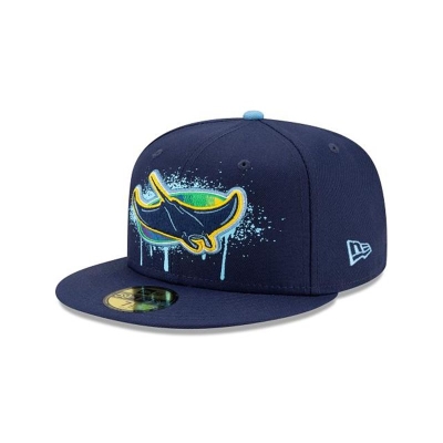 Blue Tampa Bay Rays Hat - New Era MLB Drip Front 59FIFTY Fitted Caps USA4807193